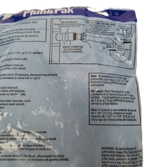 1-1/2 1-1/4 P Trap White PVC Plumbing Kit Sink Drain New Sealed PlumbPak DIY USA - Picture 4 of 4